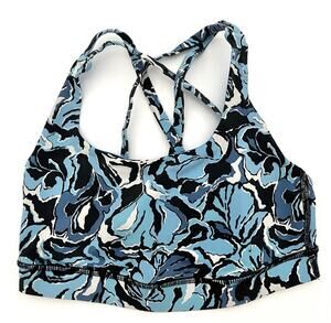 Lululemon Energy Bra Womens 2 Strappy Blue Boom Bloom Print 24” Band Luxtreme